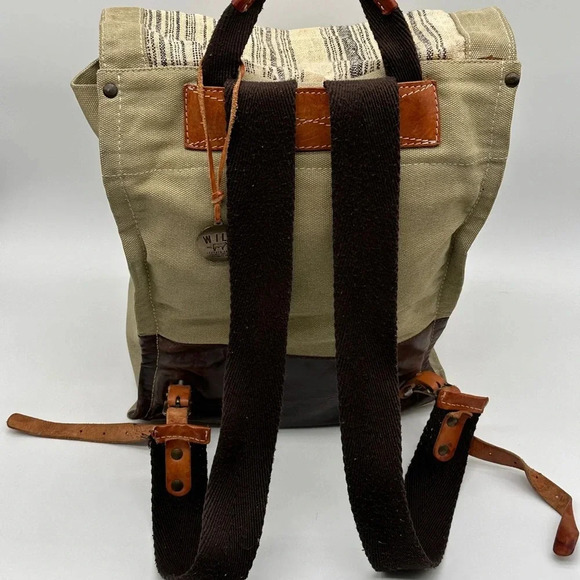 Will Leather Goods River Dome Rucksack Backpack Canvas Leather Multi Color - Picture 8 of 16